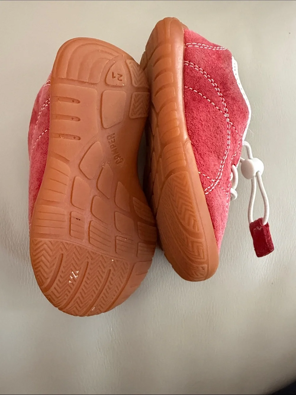 Camper Kids Red Suede Sneakers with White Laces